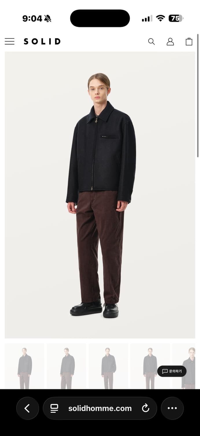 솔리드옴므 블랙 울 세미 크롭 집업 자켓 50 거의 새상품 상품이미지1