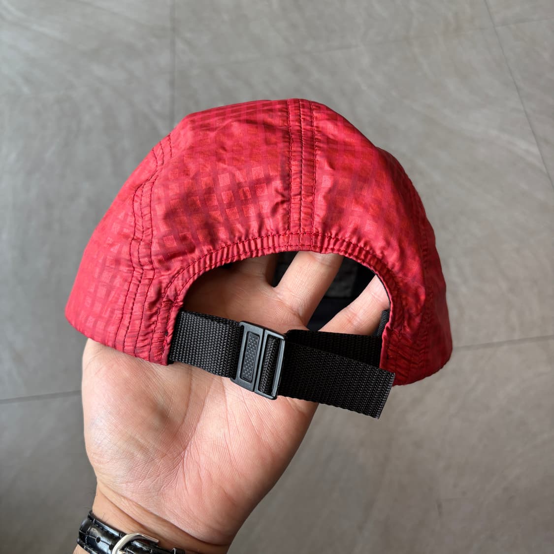 17SS 슈프림 정품 메탈릭 체크 레드 체크 캡 상품이미지3