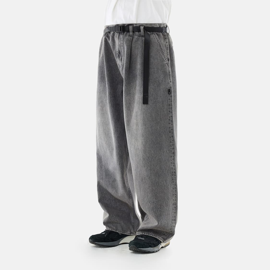 [2] 모이프 와이드 벨티드 데님 블리치드 블랙 moif 상품이미지3