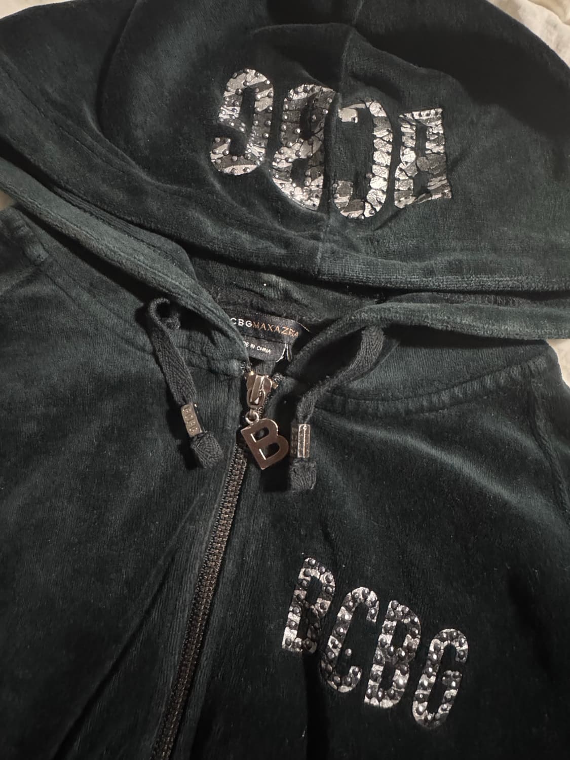일본빈티지 BCBG 라인 큐빅 벨벳 여성 후드집업 후집 상품이미지4