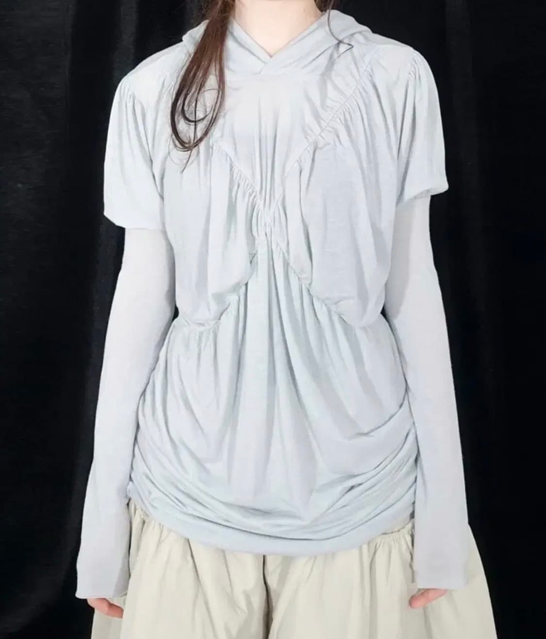 샵페어리 드레이프 후드 블루 팝니다 상품이미지2