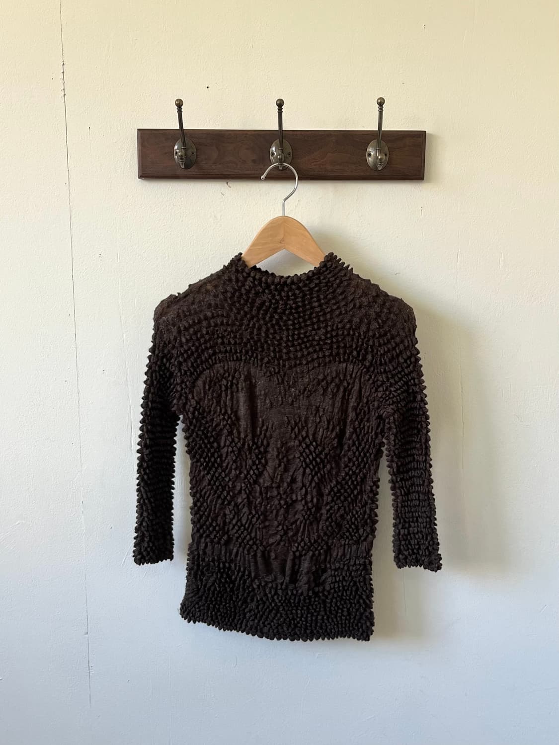 Japan Vtg 올리브 텍스쳐 탑 상품이미지1