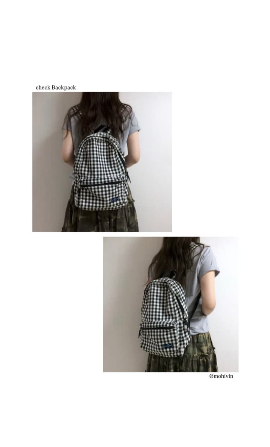 빈티지 브라운 체크 모리걸 백팩 상품이미지9
