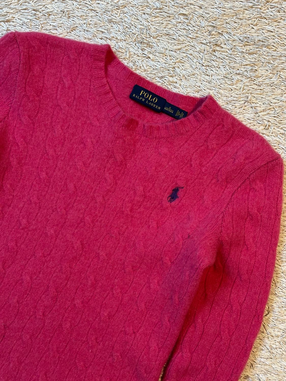 폴로 랄프로렌 신형 블랙포니 케이블 울 캐시미어 니트 딥핑크 상품이미지2