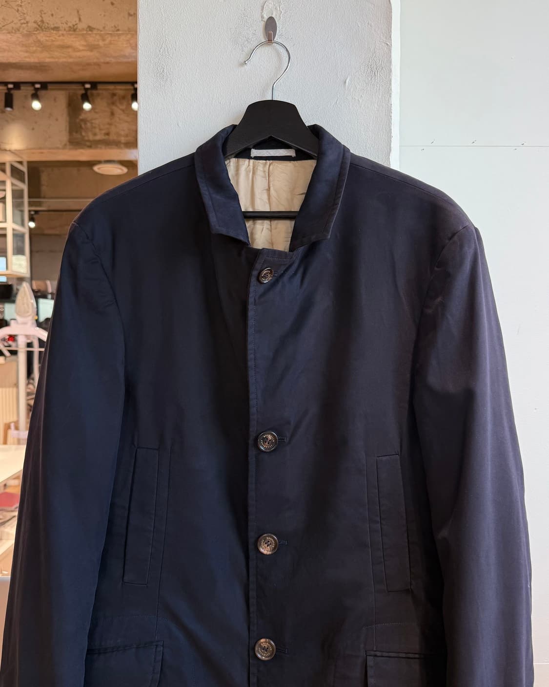 브루치노 쿠치넬리 네이비 폴리에스터 카라넥 자켓 상품이미지3