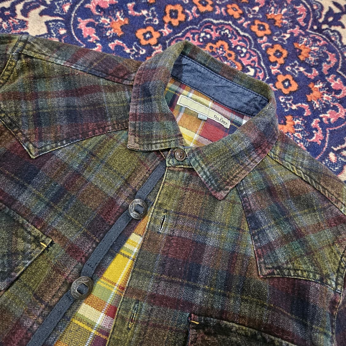 Oil Cake in Japan 빈티지 웨스턴 체크 배색 셔츠 M 상품이미지7