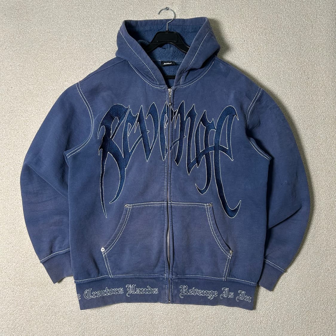 (M) Revenge 리벤지 스티치 블루 후드집업 상품이미지1