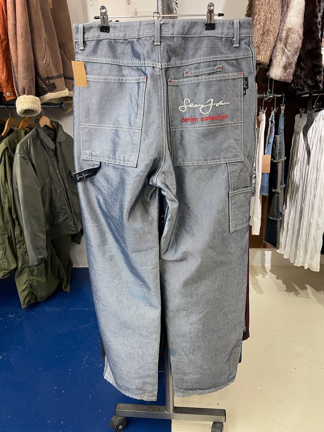 90-00s Sean john 션존 실버데님 카펜터 팬츠 상품이미지4