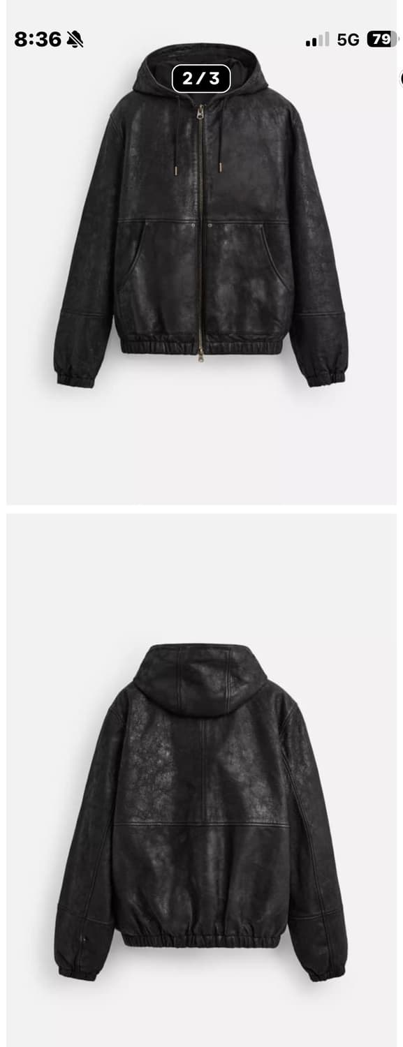 자라 램스킨 리얼 레더 후드 점퍼 S 상품이미지2