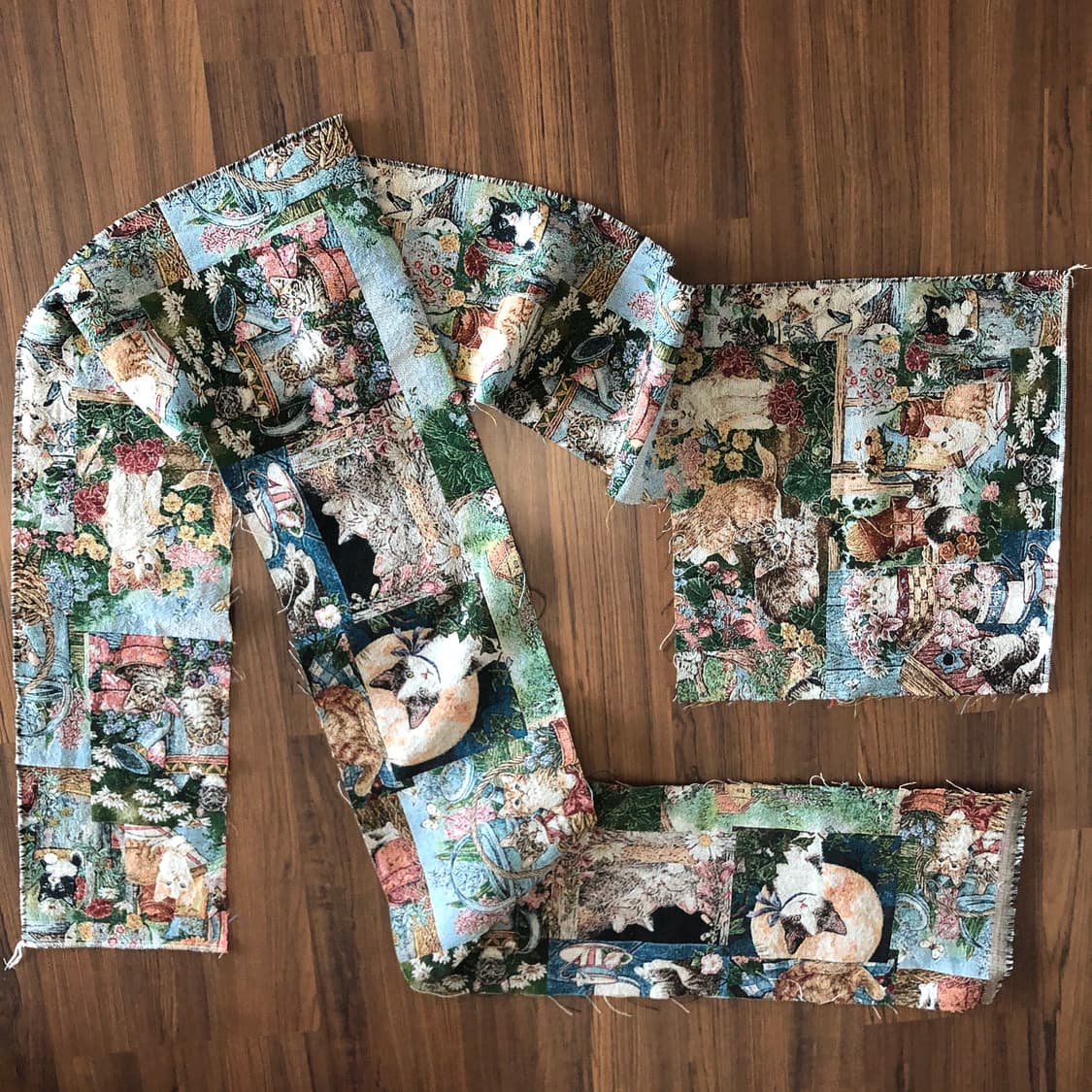 고양이 패턴 자투리 원단 자수 앤틱 천 봉제 파우치 미싱 핸드메이드 상품이미지2