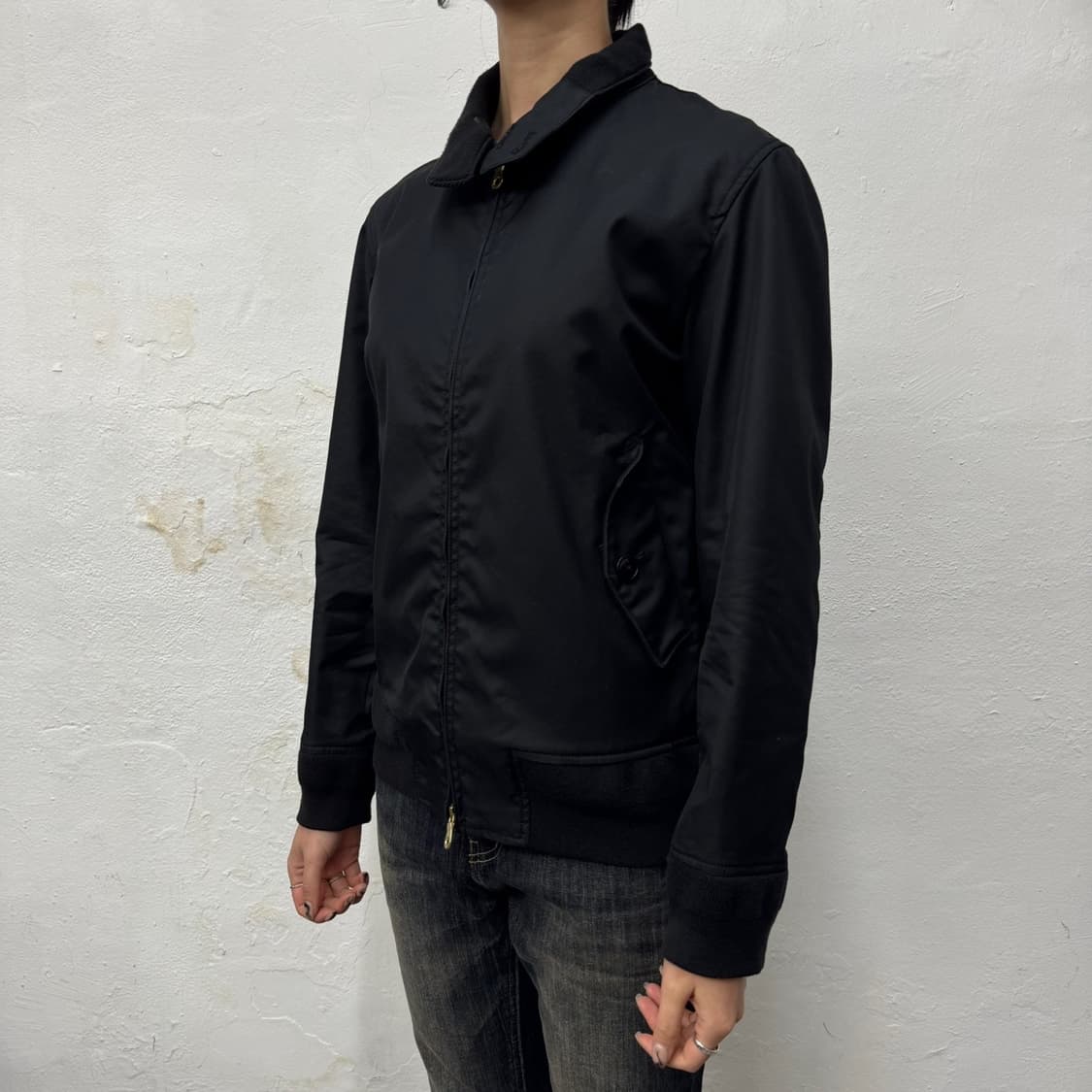 빔즈(BEAMS) 블랙컬러 트윌 코튼 집업 헤링턴 자켓 상품이미지2