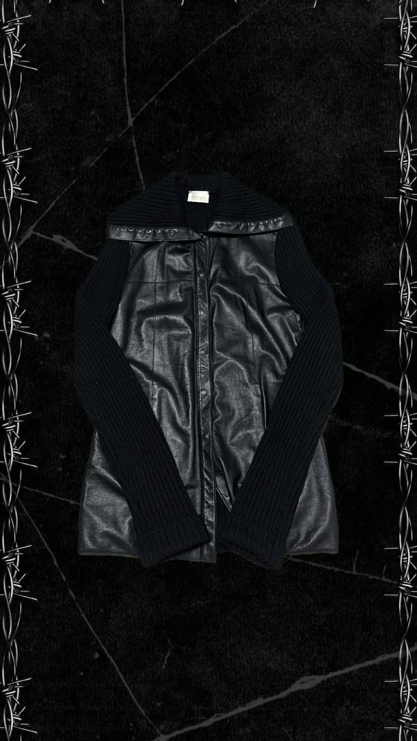 High neck lamb skin knit jacket 상품이미지1