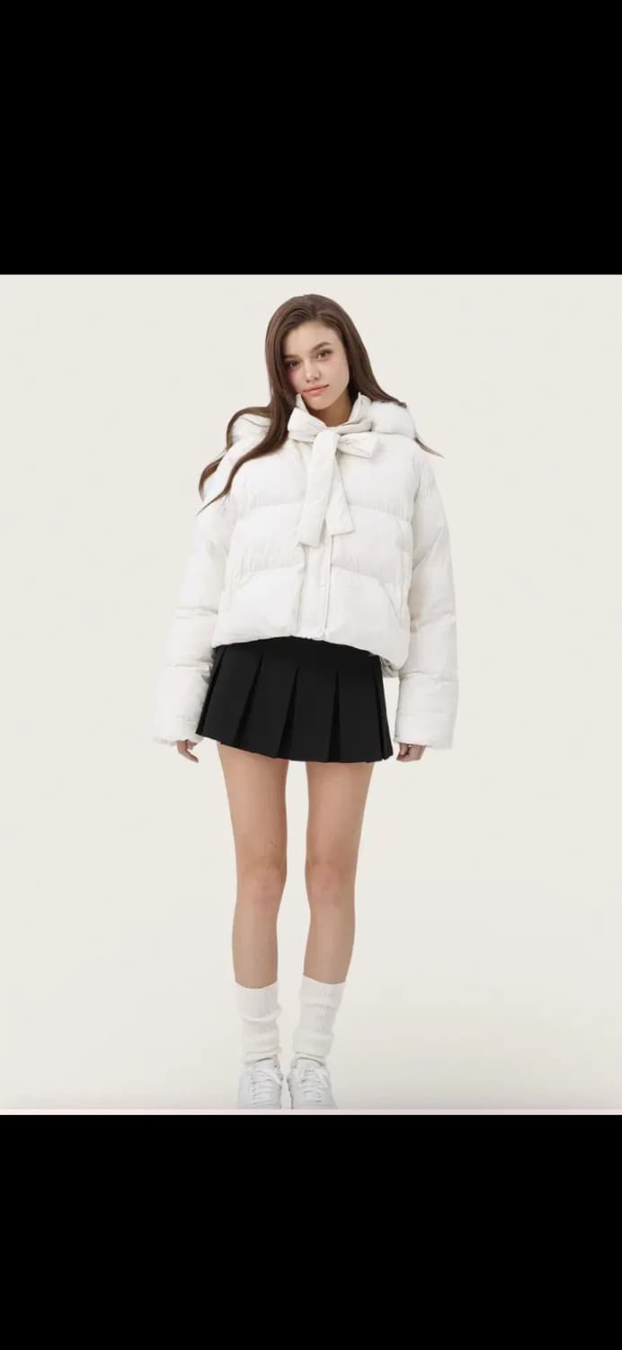 (새상품) 클리시어 리본 패딩  상품이미지1