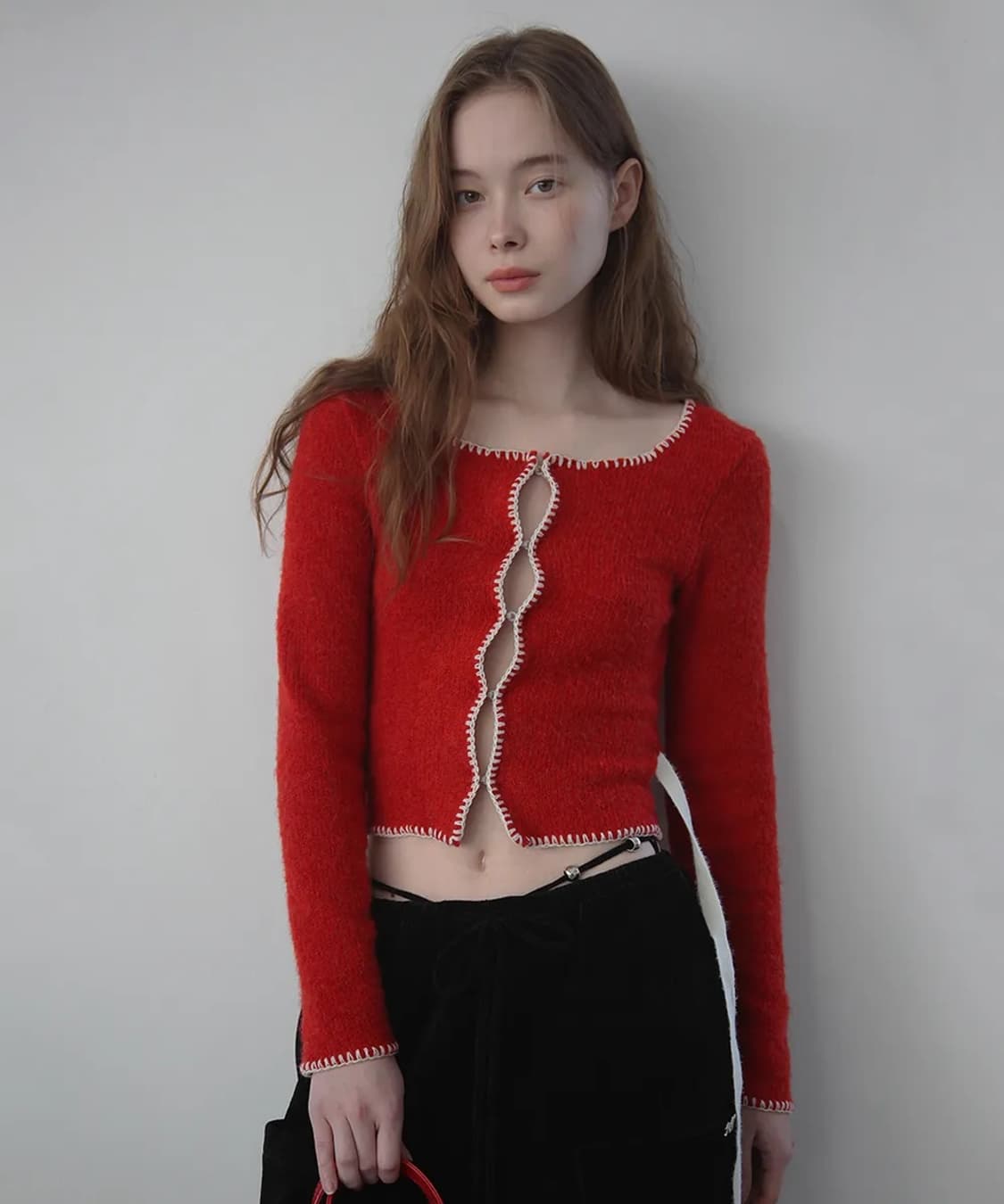 소프트서울 멜로우 리본 가디건 레드 상품이미지1