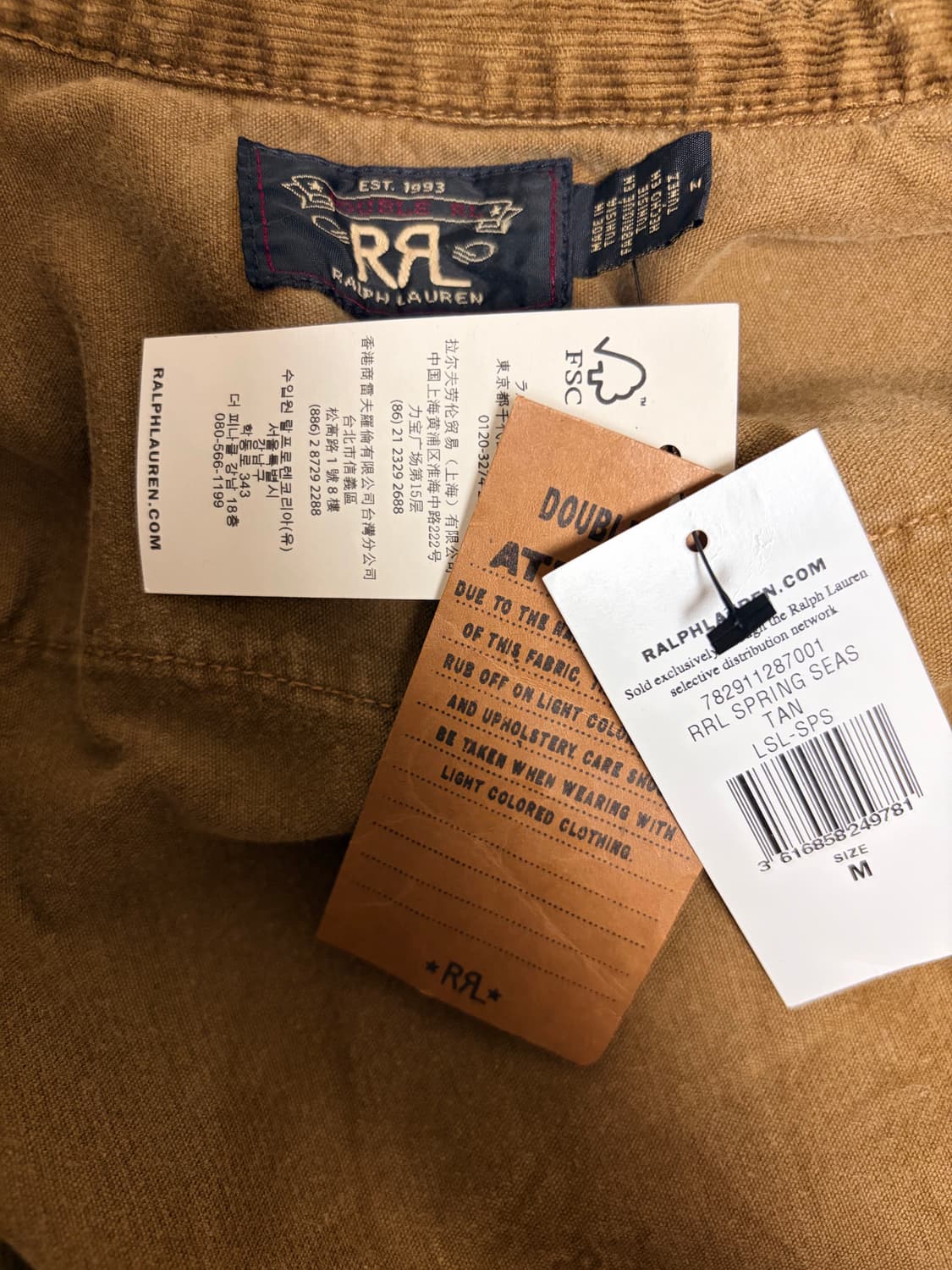 RRL 더블알엘 슬림 핏 코듀로이 웨스턴 셔츠 페이디드 탄 M 상품이미지3