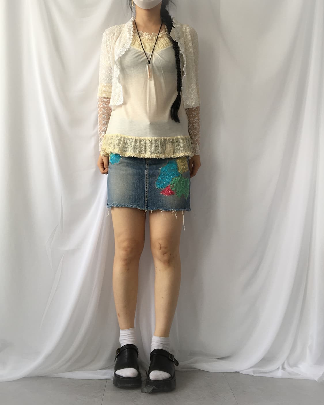 Patch point denim skirt 상품이미지5