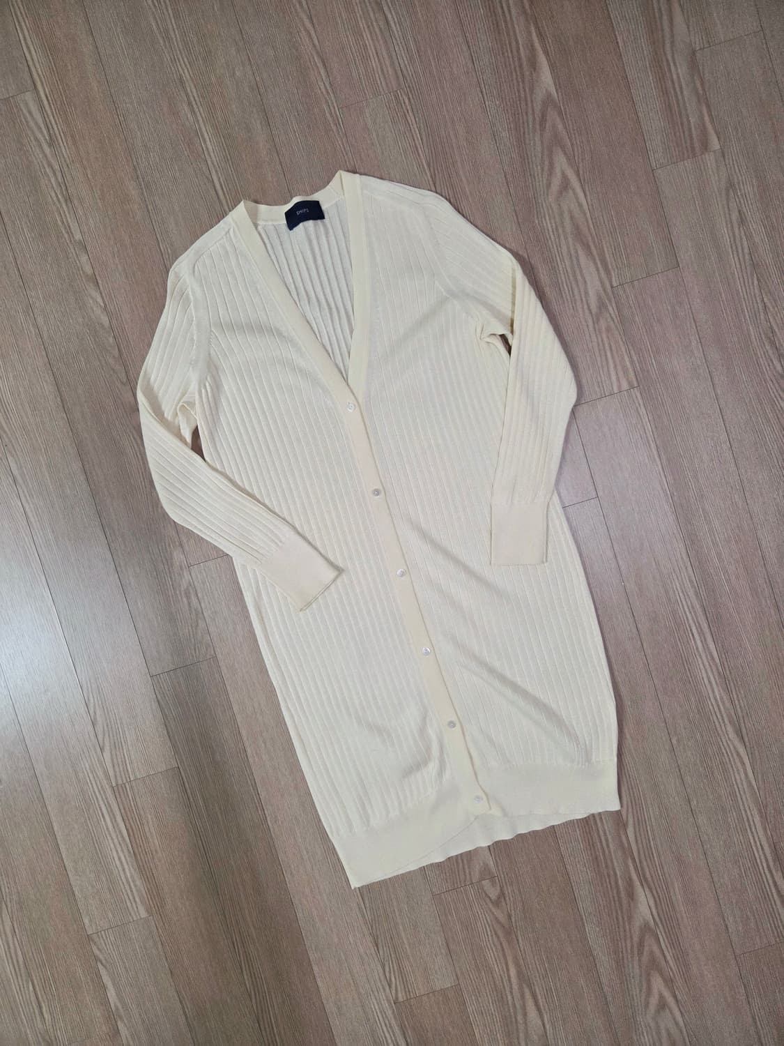 쉽스 라이트 베이지 골지 롱 원피스 카디건 상품이미지3