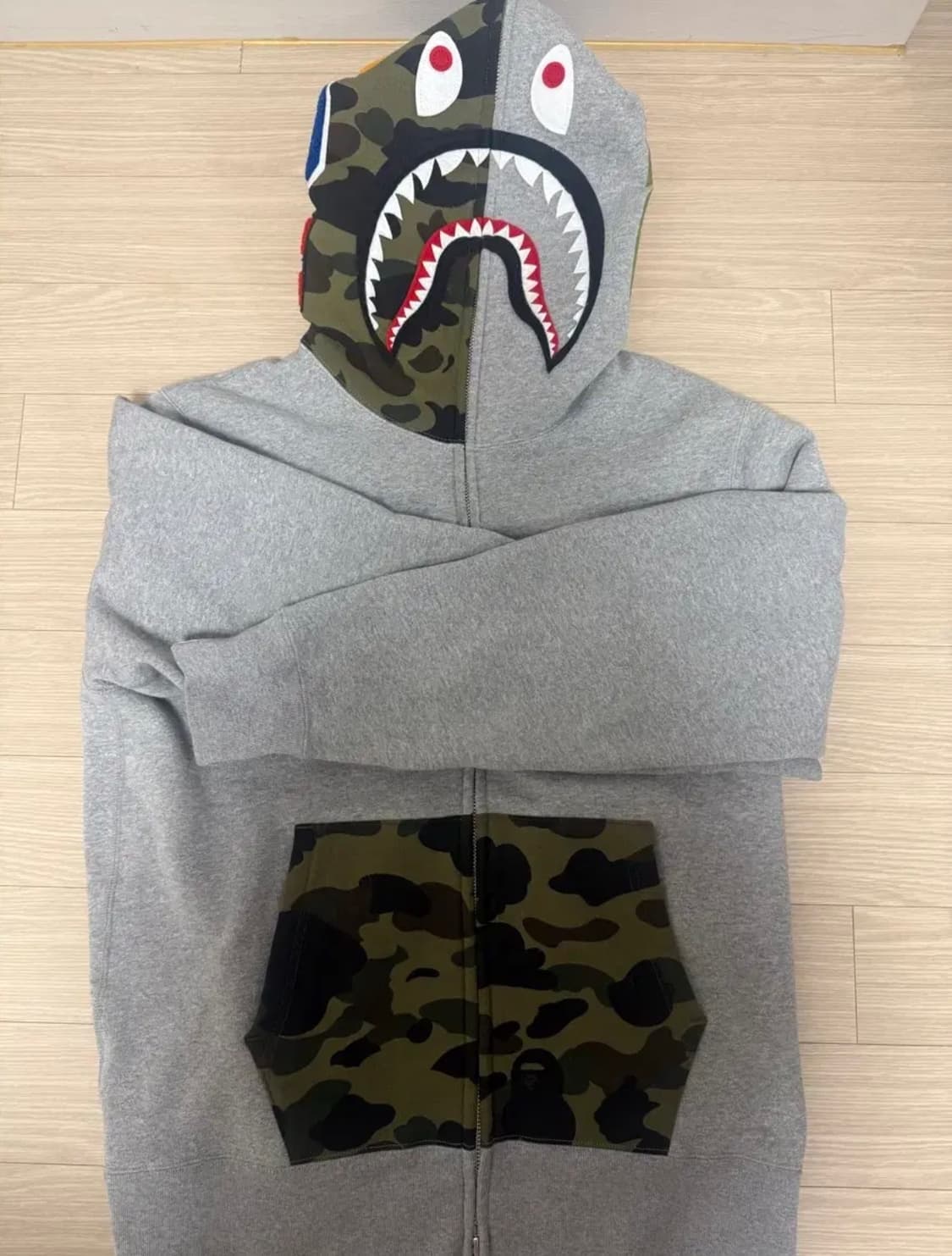 Bape 베이프 샤크 후드 그레이 M 상품이미지1