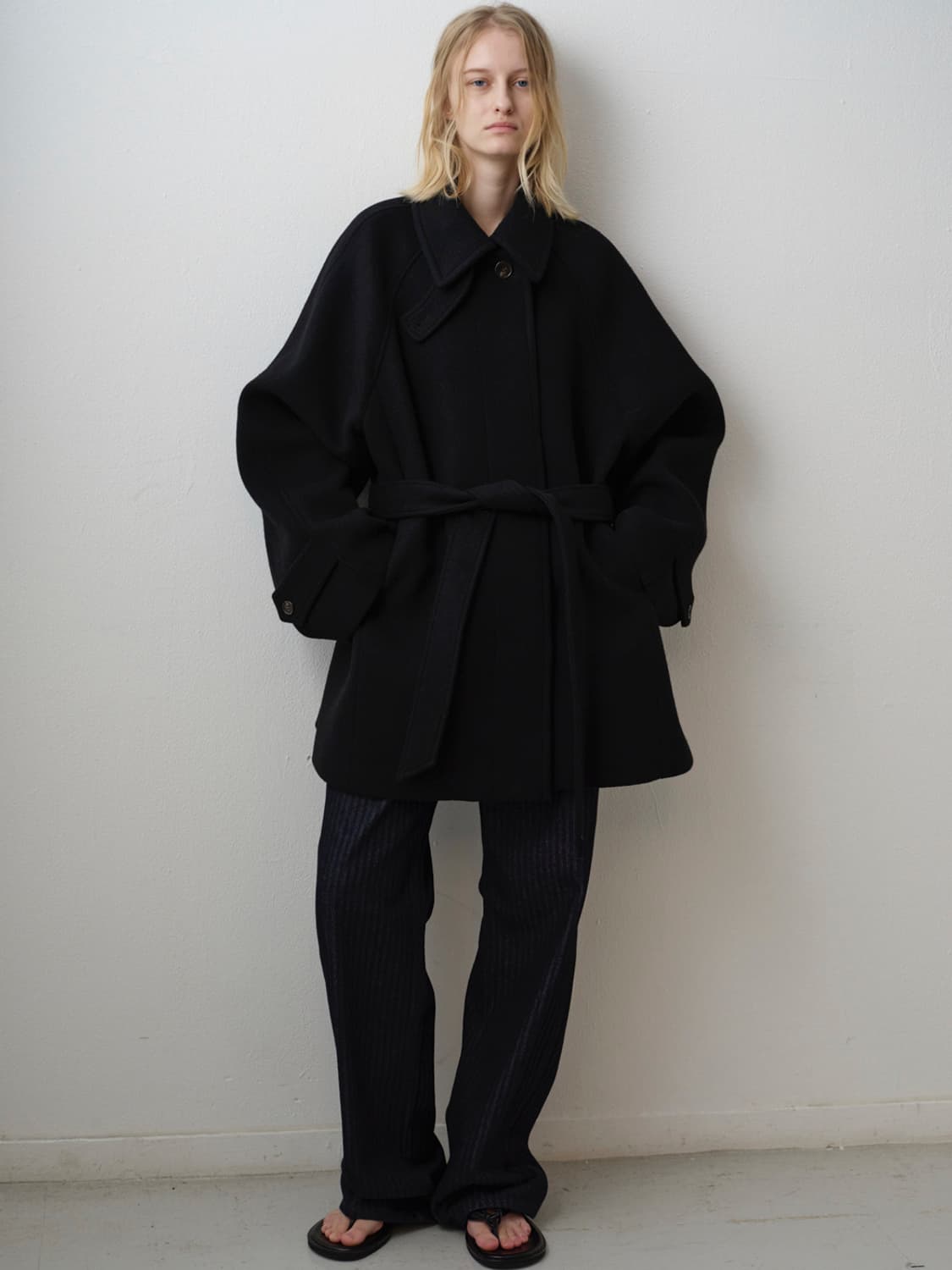 (s) 파사드패턴 벨티드 하프코트 상품이미지2