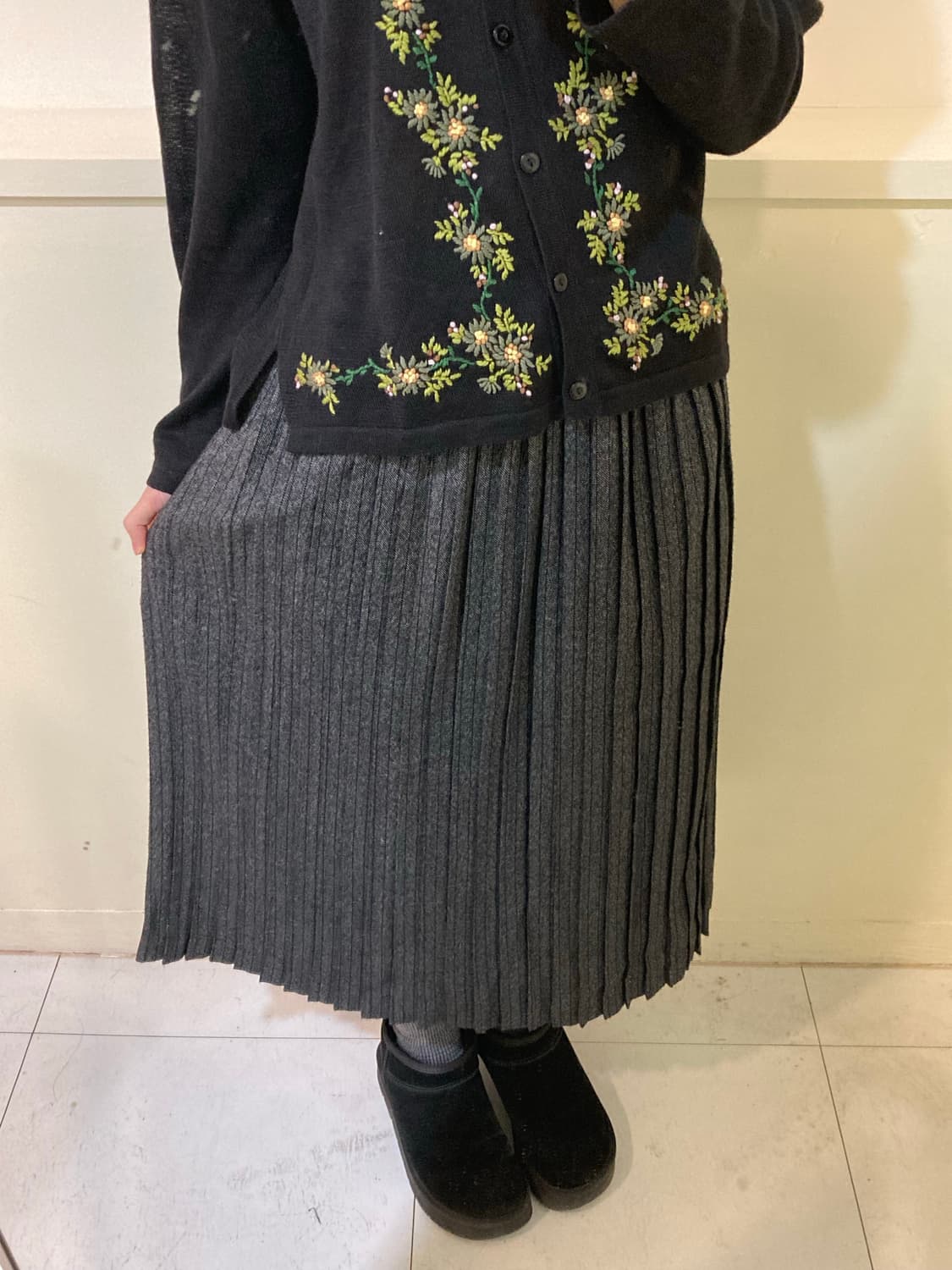 울 플리츠 스마트 클래식 롱스커트 상품이미지8