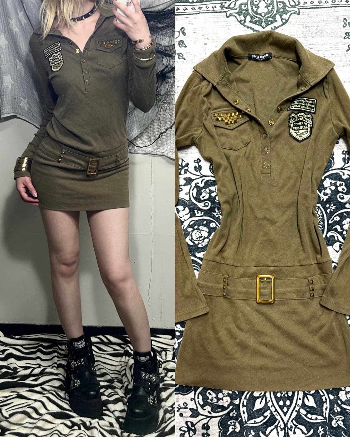 gal gold belt stud one-piece 상품이미지1