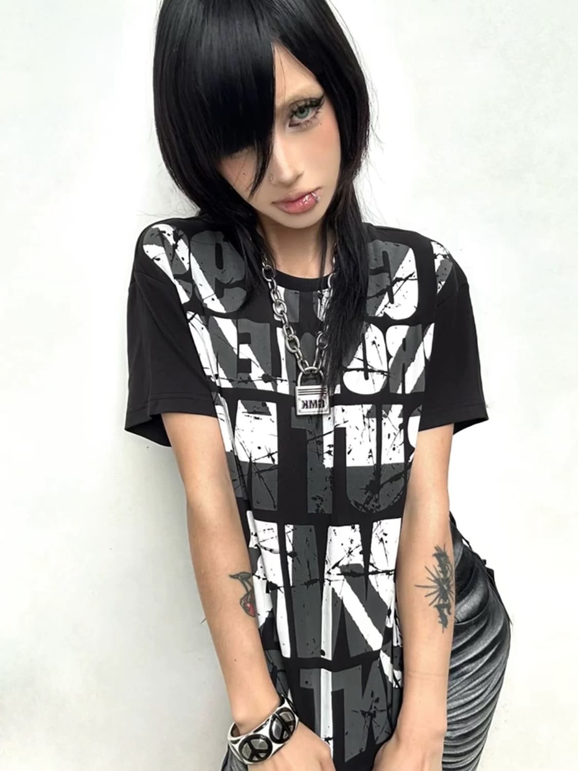 그래피티 프린팅 스트릿 반팔 티셔츠 상품이미지6