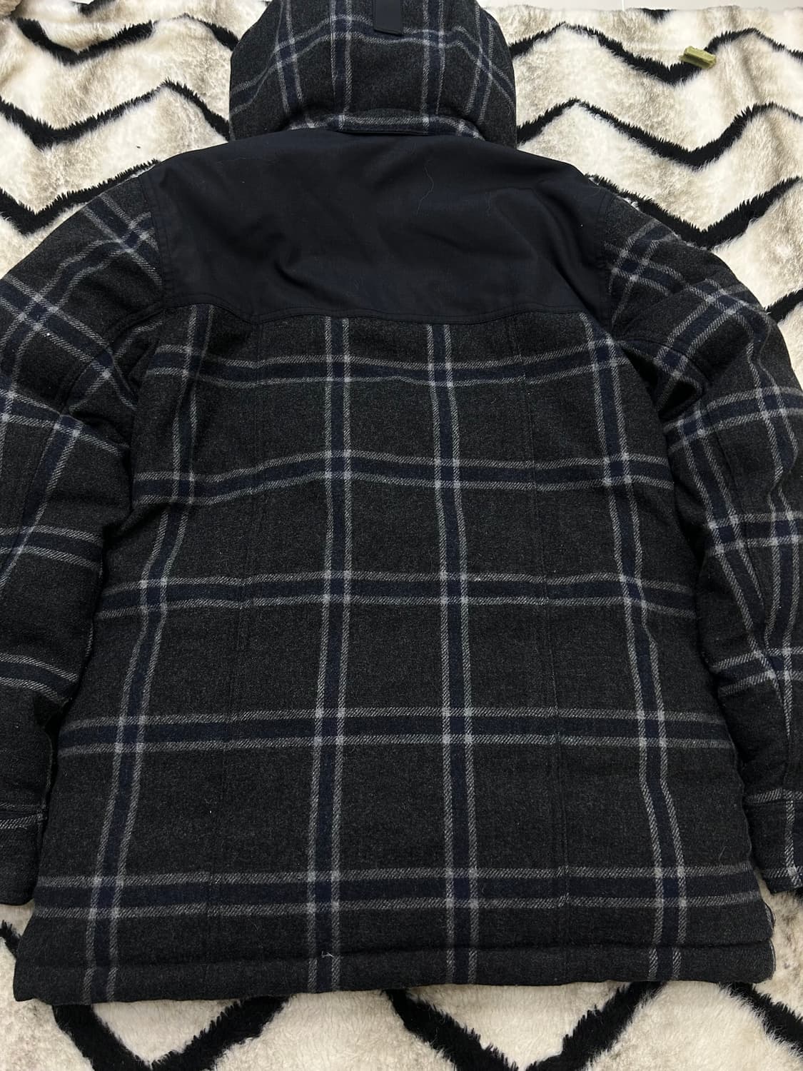 [실측XL]코오롱 타탄체크 구스다운 울 패딩 파카 상품이미지4