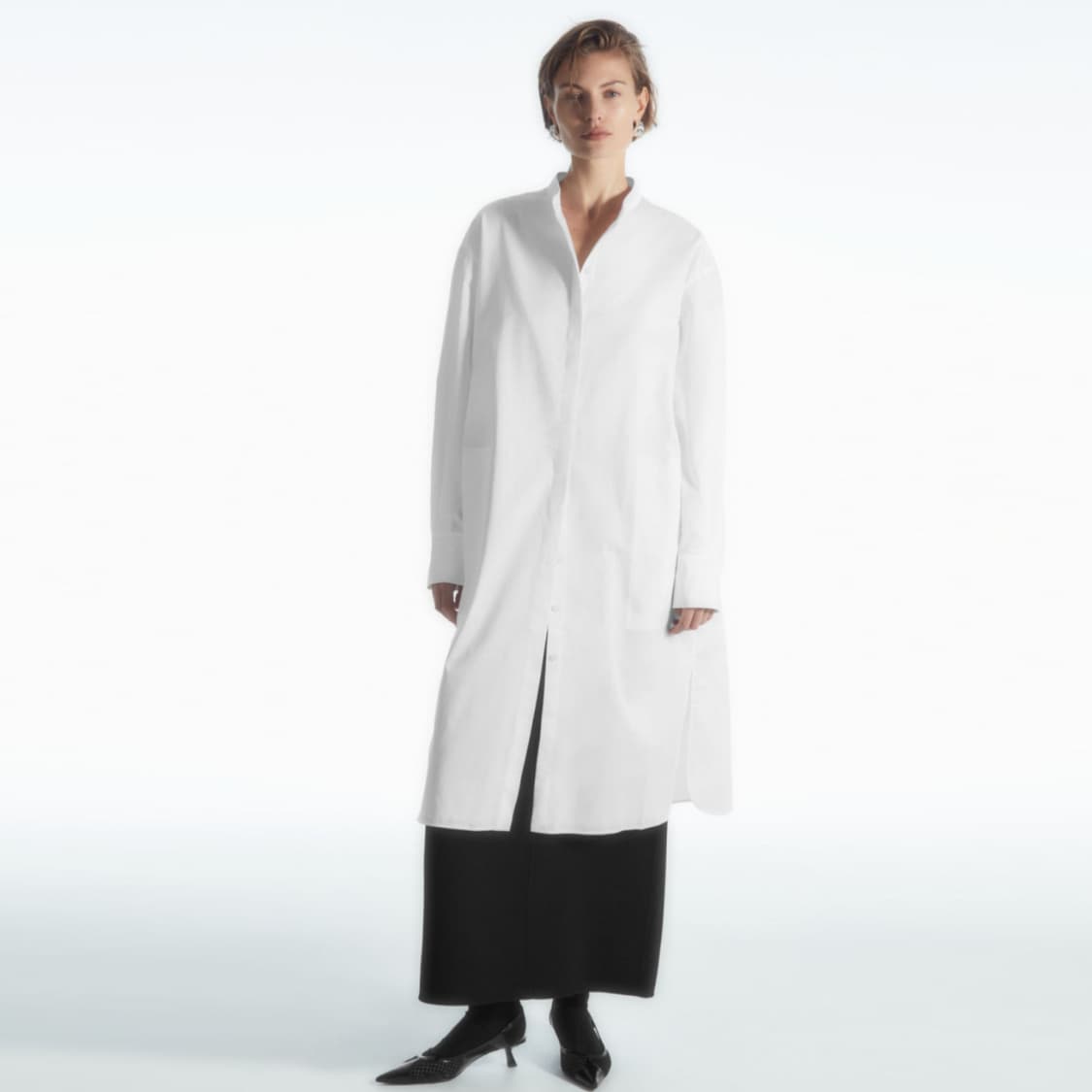 COS 오버사이즈 그랜대드 칼라 셔츠원피스 프리사이즈 상품이미지4