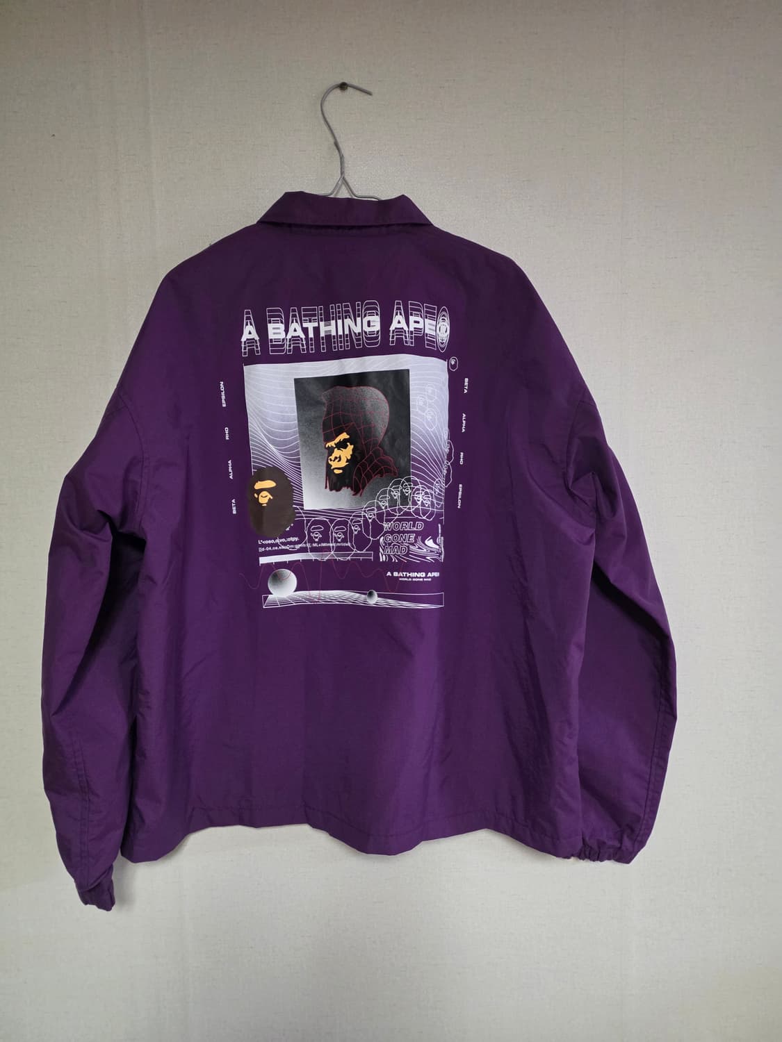 [매우큰 M]베이프 릴렉스드핏 제네럴사루 코치자켓 퍼플 상품이미지2