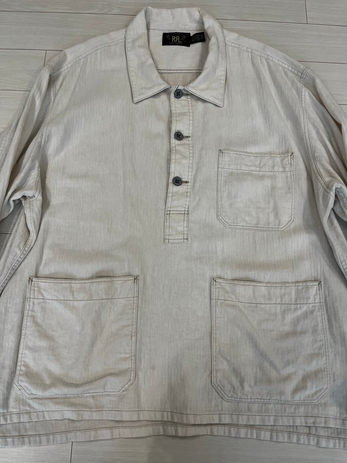 RRL 더블알엘 린넨 혼방 HBT워크 풀오버 셔츠 자켓 상품이미지3