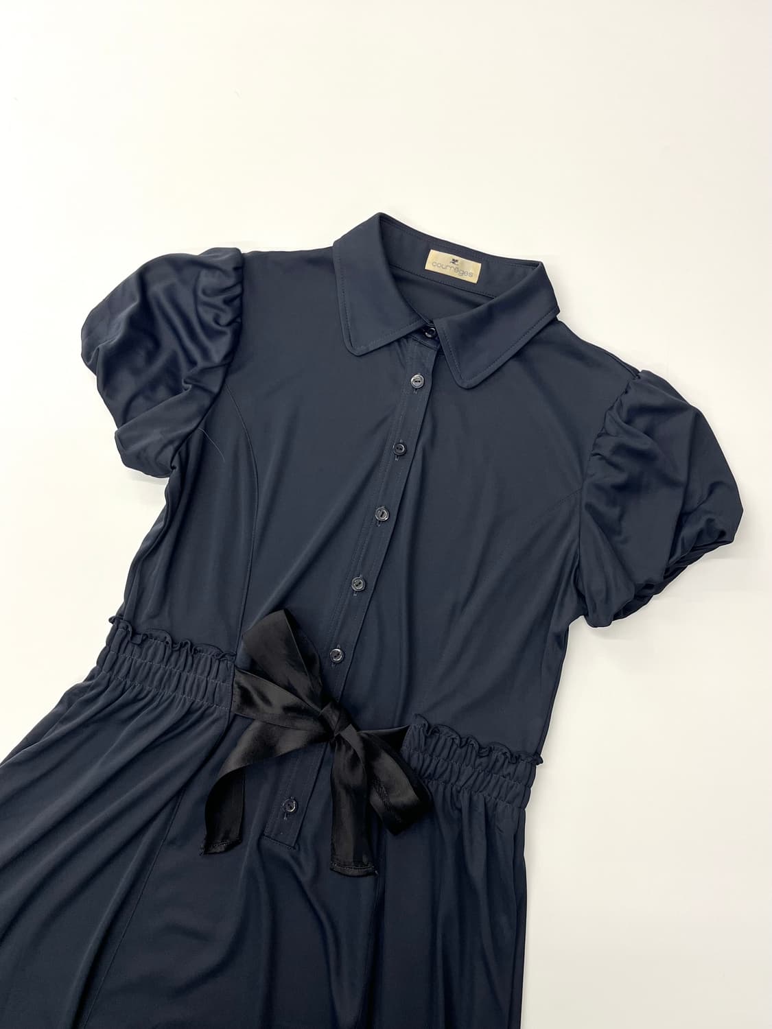 Courreges 꾸레쥬 네이비 퍼프 블라우스 원피스 상품이미지6
