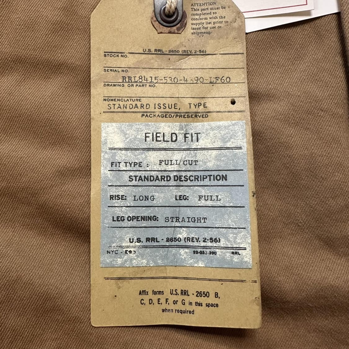 90s RRL 더블알엘 스탠다드 이슈 필드 치노 팬츠 카키 상품이미지4