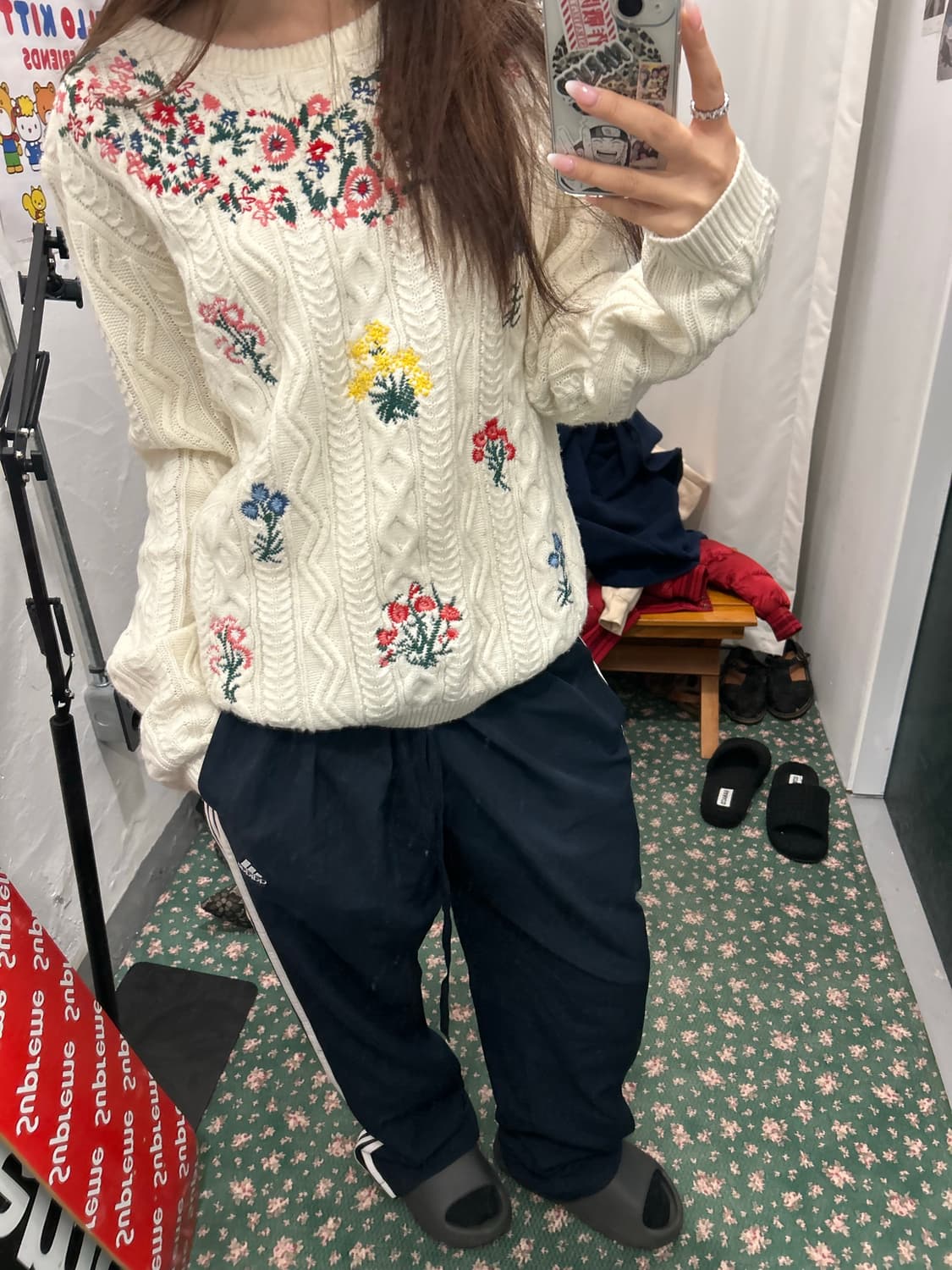 빈티지 케이블 꽃자수 니트 상품이미지4