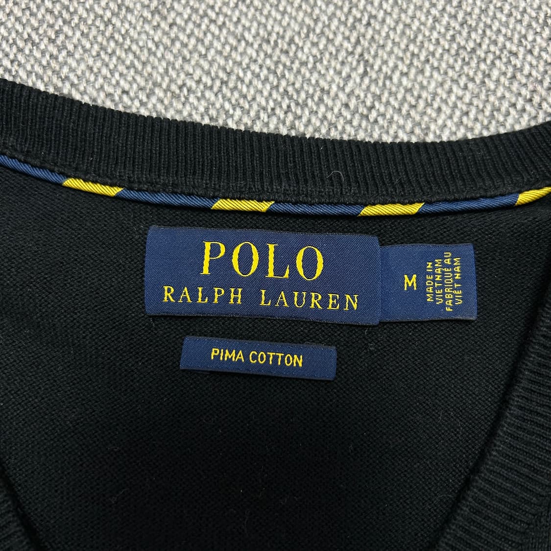 폴로 피마코튼 블랙 브이넥 니트(M) 상품이미지2