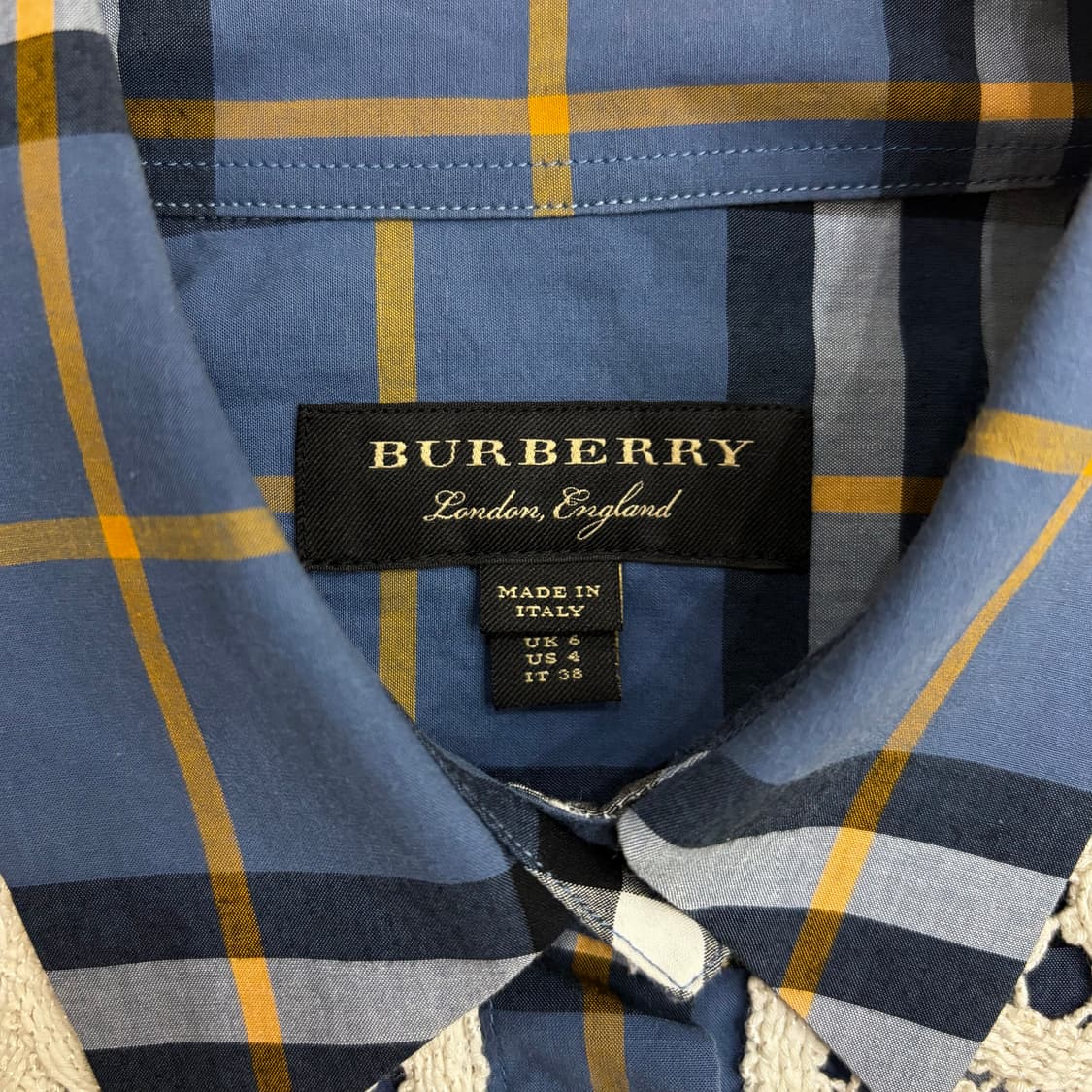 버버리 여자 여성 우먼스 레이스 블루 체크 긴팔 셔츠 상품이미지4