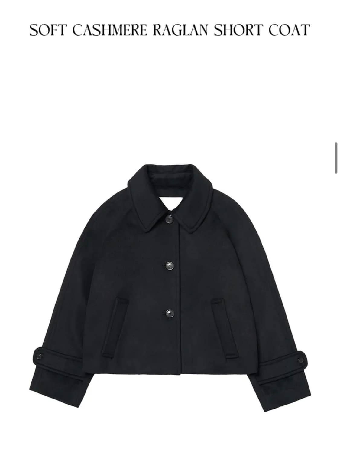(S) 드로우핏 우먼 소프트 캐시미어 레글런 숏 코트 [BLACK] 판매 상품이미지7