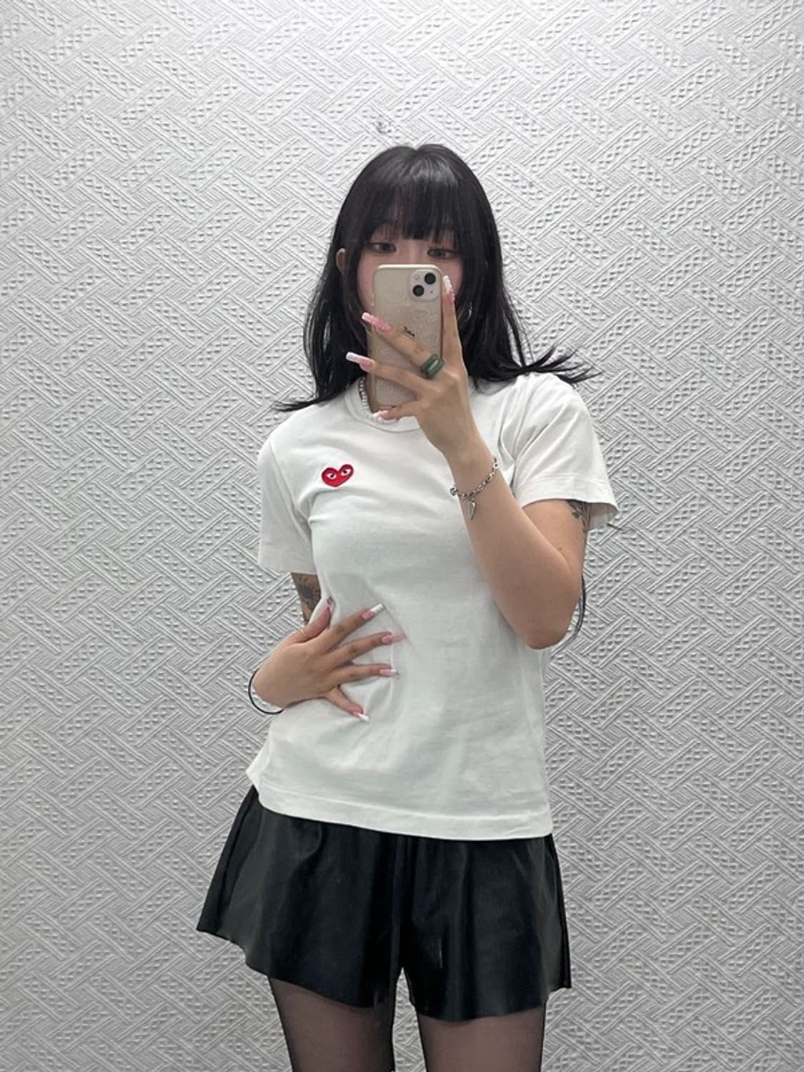 꼼데가르송 빈티지 캐주얼 키치 하트와펜 반팔티 L C12491 상품이미지2
