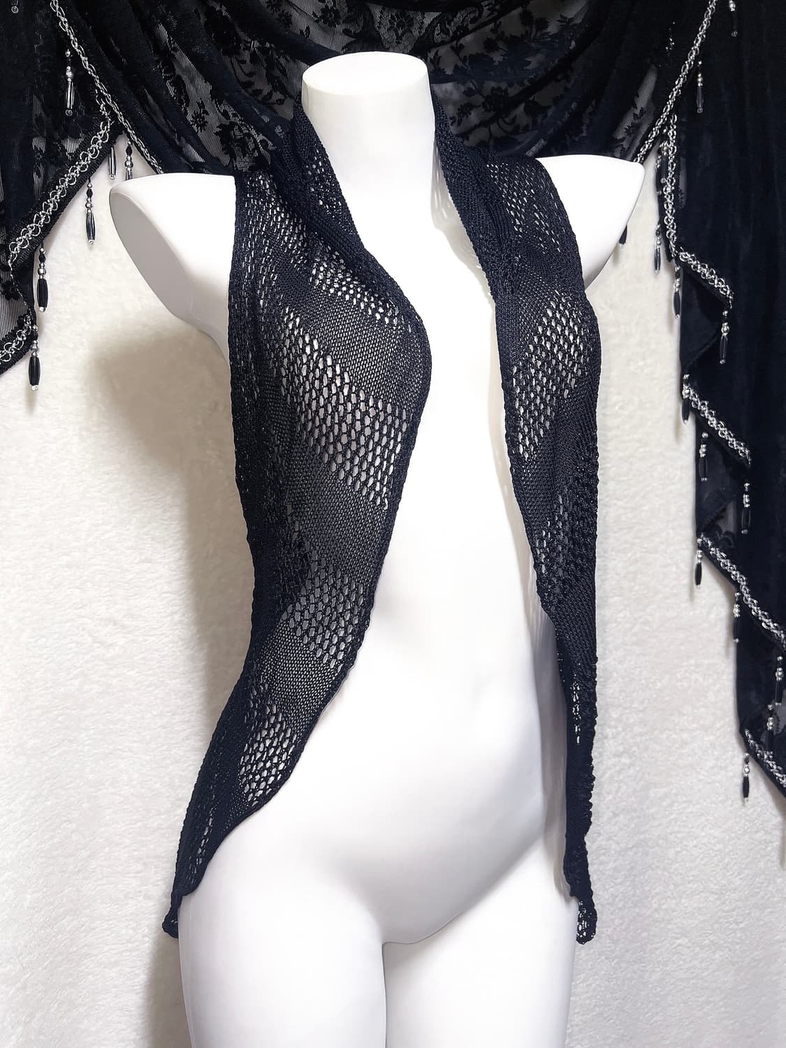 오리엔탈 페어리 모리 고딕 고스 펑크 뜨개 니트 플라워자수 로브 베스트 상품이미지5