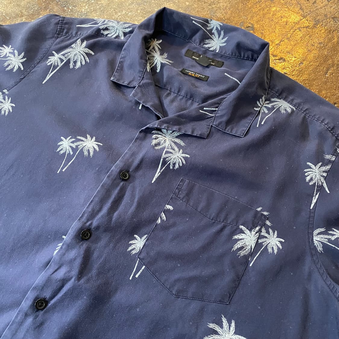 빈티지 야자수 반팔 셔츠 네이비 상품이미지2