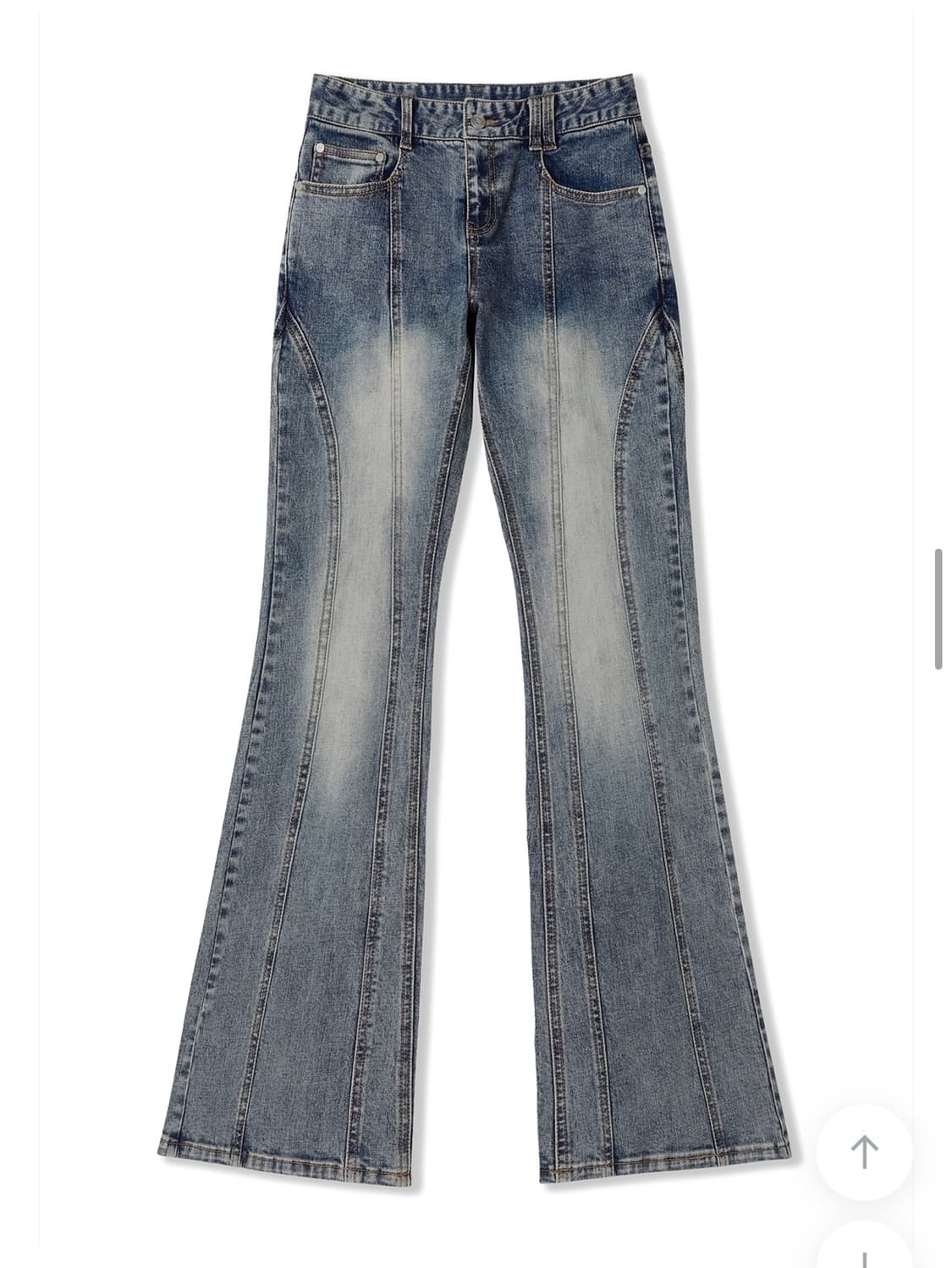 데케트우먼 커브드 슬림 로우라이즈 플레어 진 부츠컷 데님 바지 판매 상품이미지3