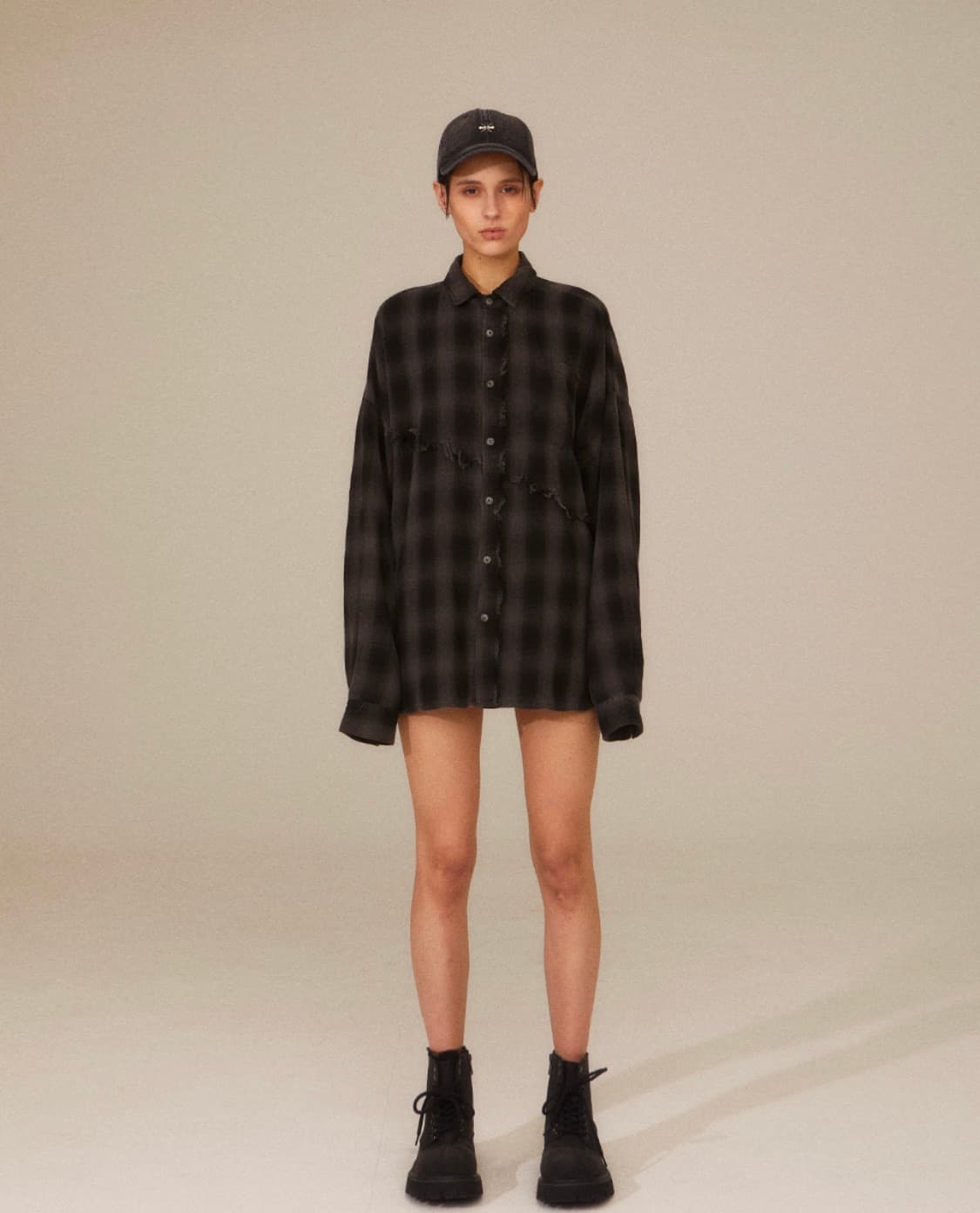 키치앤키스 체크 셔츠+후드 머플러+체크 팬츠코디 세트 셋업 상품이미지5