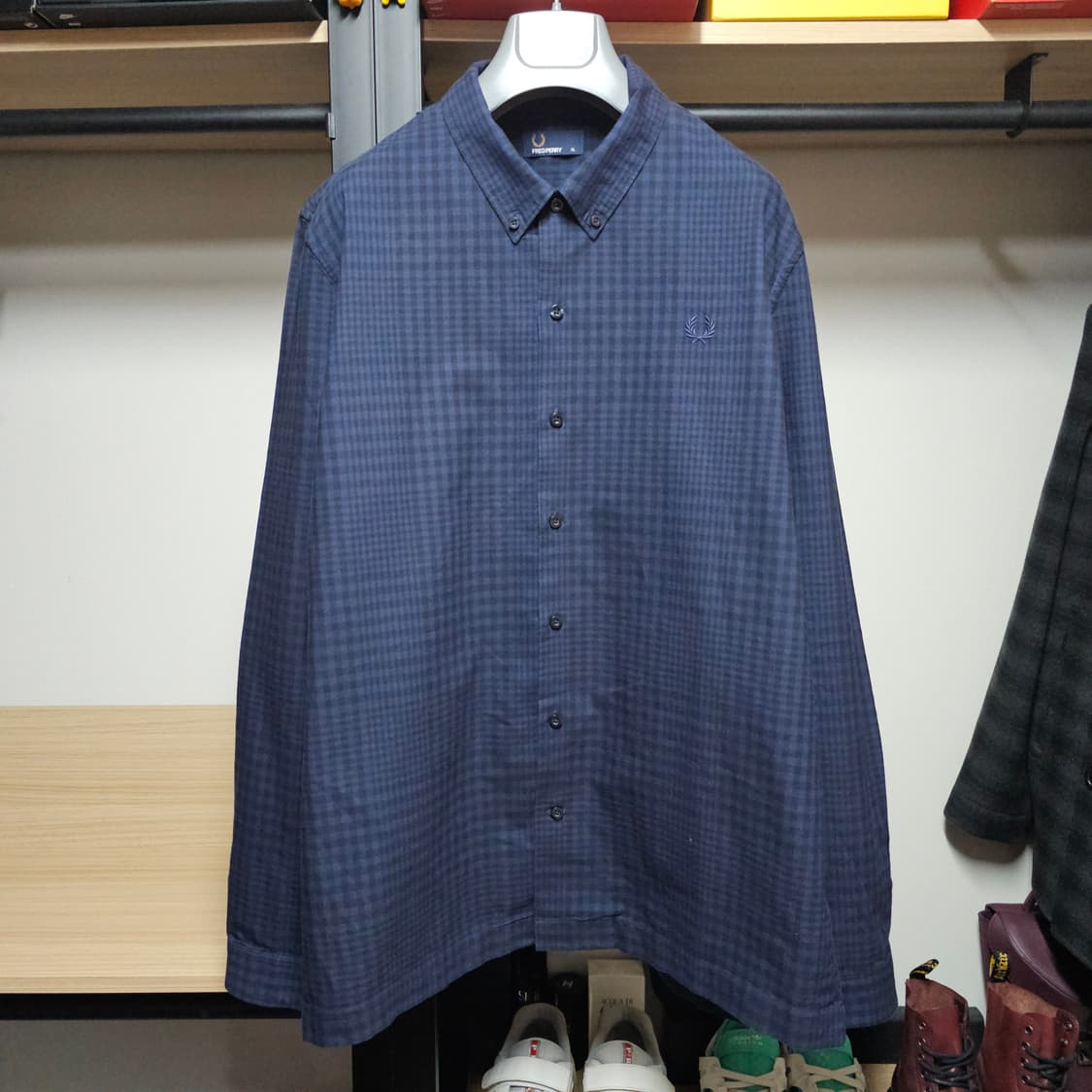 프레드페리 세련된체크 남성 버튼다운셔츠 110 상품이미지1