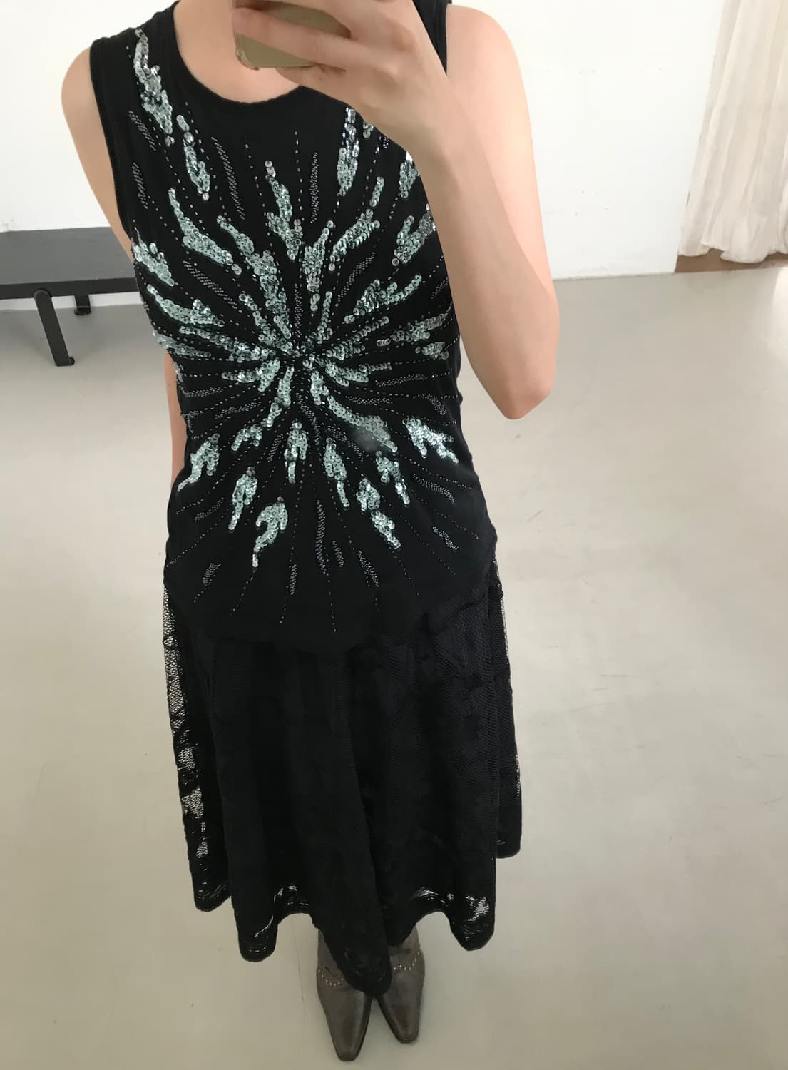 vintage beads black sleeveless 상품이미지2