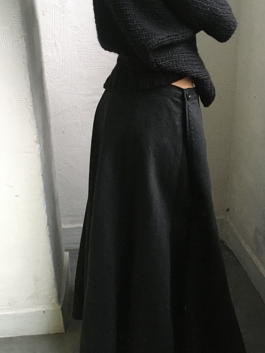 Y’s 요지야마모토 블랙 롱 코튼 스커트 상품이미지4