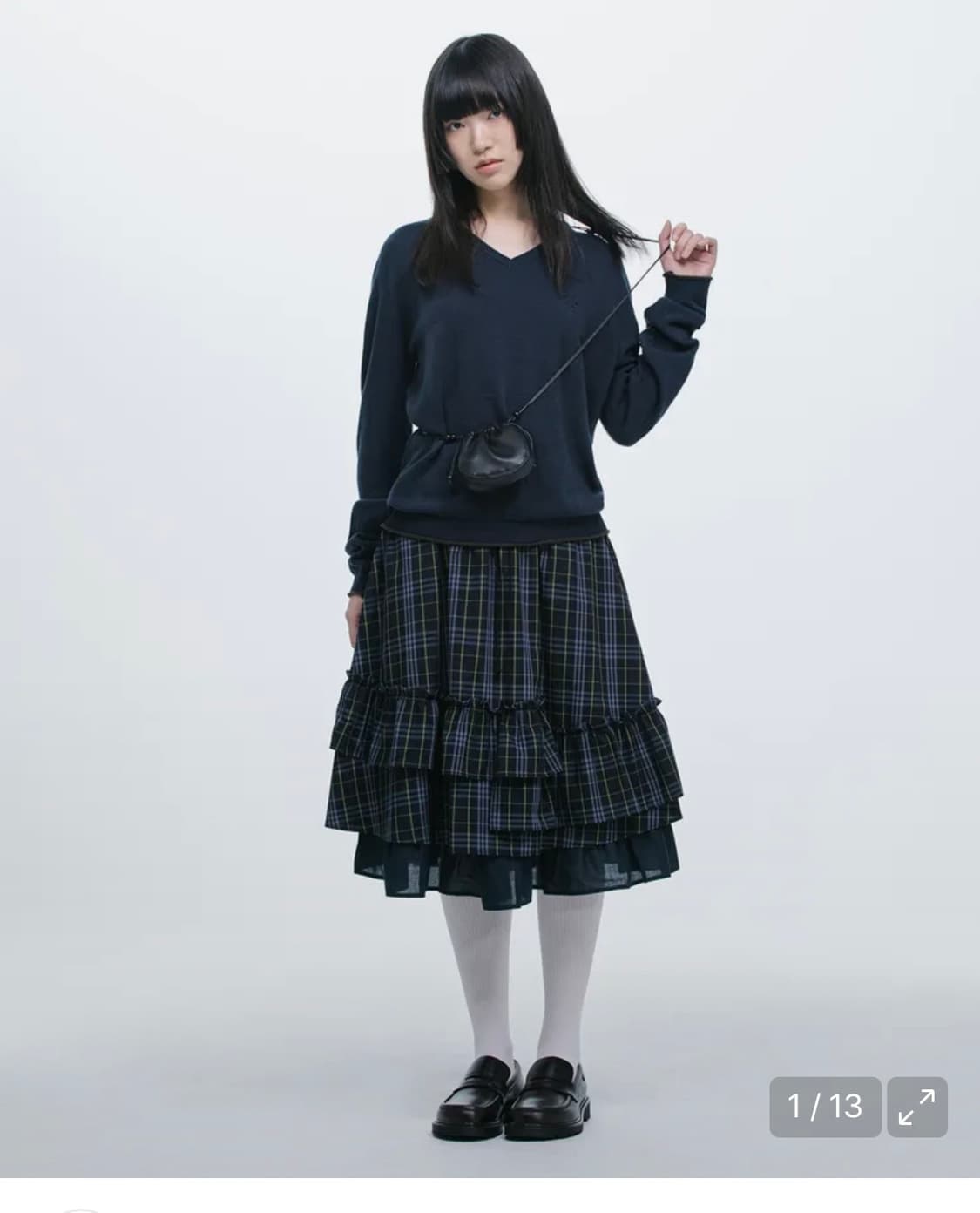 오헤시오 체크 프릴 미디 스커트 상품이미지1