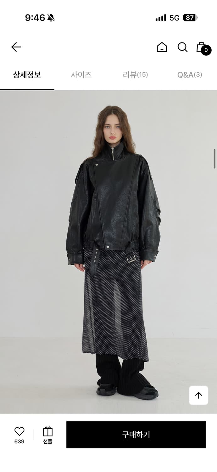 퀸스래빗 Trim Oversized Leather Jacket 상품이미지2