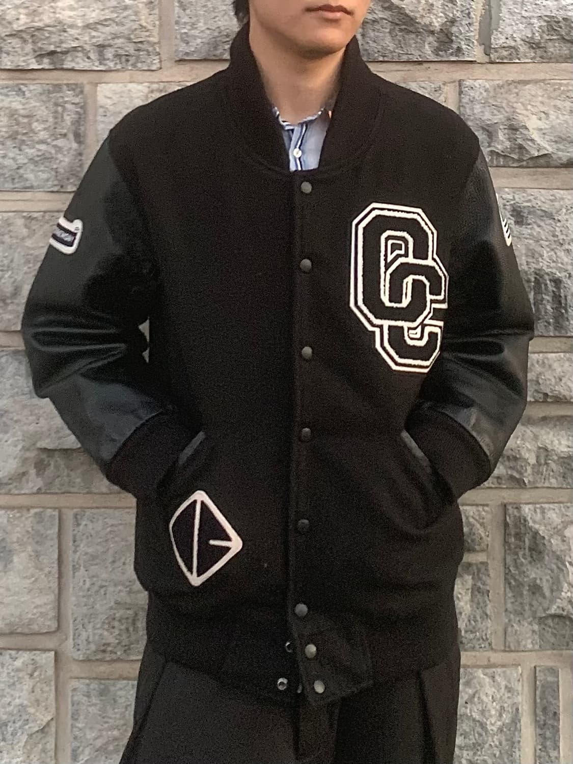 오프닝 세레모니 바시티 자켓 (black) 상품이미지3