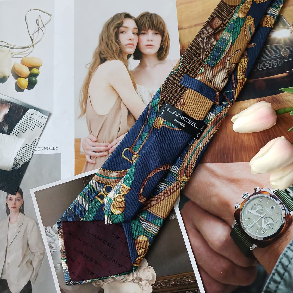 란셀 실크 네이비 패턴 넥타이 9.8cm A~B등급 A19504
 상품이미지4