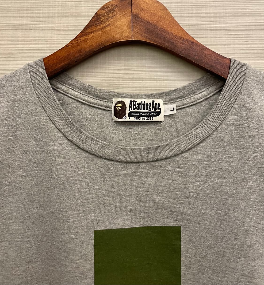 (L)10s BAPE 베이프 초기 로고 코튼 반팔티셔츠 그레이 상품이미지9