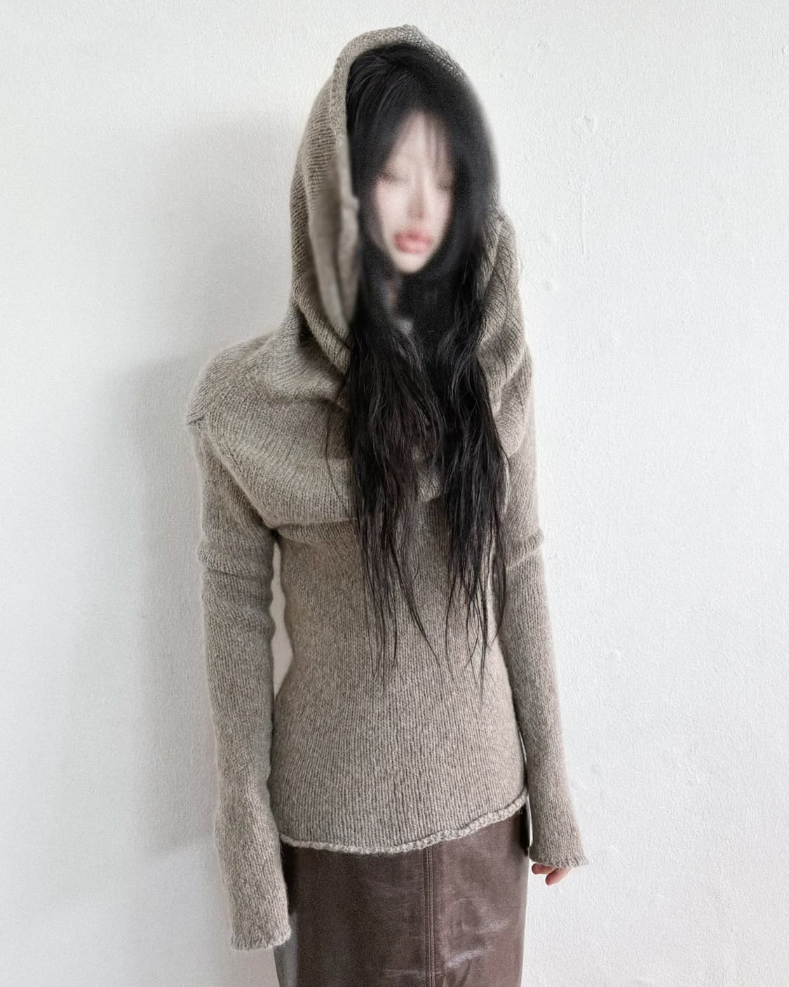 일라리아 니스트리 모헤어 하이넥 드레이프 후디 니트 상품이미지1
